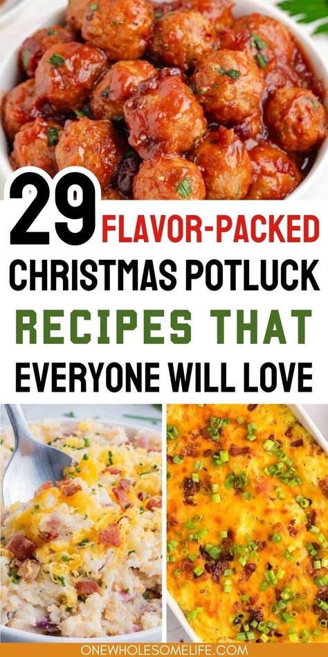 collage of christmas potluck recipes. On My Kids Plate Recipes, Potluck Supper Ideas, Best Potluck Main Dishes, Top Potluck Dishes, Easy Holiday Main Dish, Easy Dinner For Entertaining, Dish Ideas For Party, Simple Christmas Recipes Dinner, Bbq For Christmas