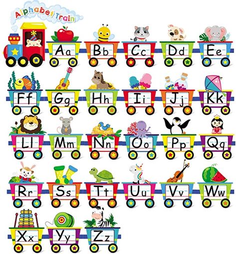 Train Bulletin Boards, Playroom Decorations, Train Decorations, Alphabet Train, Animals Alphabet, Alphabet Line, Alphabet Board, Classroom Charts, Preschool Classroom Decor