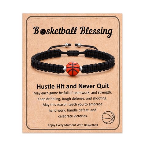 PRICES MAY VARY. [ Basketball Bracelet ] The Basketball bracelet will show your love for Basketball and Sport, reminding you that faith and sportsmanship go hand in hand [ Basketball Party Favors ] This bracelet is a meaningful gift for Basketball players, Basketball teams, Basketball fans, sons, grandsons, friends, and yourself on graduation, Basketball senior night, birthday, Christmas, Valentine's Day, and Other Anniversaries [ Material ] Made from black braided cord and a Basketball charm, t Basketball Bracelet, Basketball Party Favors, Brother Ideas, Basketball Senior Night, Basketball Party, Basketball Gifts, Senior Night, Basketball Fans, Basketball Teams