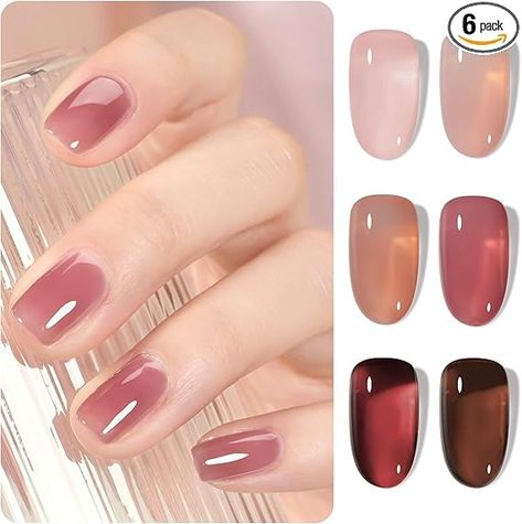 Sheer Gel Polish, Jelly Gel Nail Polish, Gel Nail Set, Pink Gel, Nail Bed, Gel Nail Polish Set, Pink Nail Polish, Jelly Nails, Gel Polish Colors