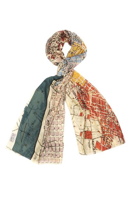 One Hundred Stars Barcelona Map Scarf Stars Clothing, Barcelona Map, Statement Fashion Pieces, Star Clothing, Green Scarf, Pink Scarves, Cream Background, In The Winter, Vintage Map