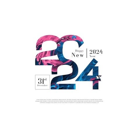 Happy New Year 2024 Flyer Design, New Year Poster Design 2024, New Year 2024 Poster, Happy New Year 2024 Poster, End Of Day Quotes, Happy New Year 2024 Design, 2024 Typography, Typo Inspiration, New Year Logo