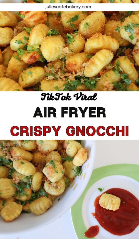 Air Fryer Crispy Gnocchi Viral Air Fryer Recipes, Air Fryer Gnocchi, Chrusciki Recipe, Crispy Gnocchi, Fried Gnocchi, Family Reunion Food, Quick Dinner Options, Gnocchi Dishes, Gnocchi Recipe