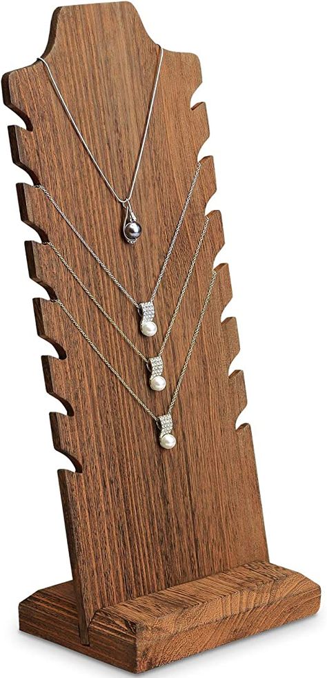 Amazon.com: Mooca Lightweight Wooden Freestanding Necklace Easel Display Stand Holder Multiple Necklace Bust Necklace Display Stand Wooden Jewelry Display Stand for Necklaces, Brown : Clothing, Shoes & Jewelry Wood Necklace Stand, Small Boutique Ideas, Jewelry Vendor Display, Wooden Jewelry Display, Multiple Necklaces, Necklace Jewelry Display, Wood Jewelry Display, Market Booth, Jewelry Vendor