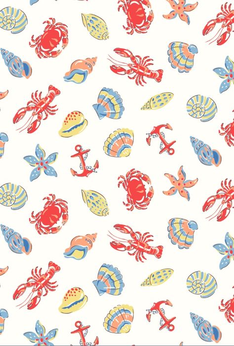 Lobster and Friends Cath Kidston Patterns, Cath Kidston Wallpaper, Conversational Prints, Background Designs, Wrapping Paper Design, Cute Wallpaper For Phone, Cath Kidston, Art And Illustration, Bags Fashion