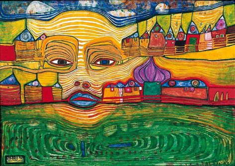 Friedensreich Hundertwasser – Exposition Art Blog – Medium Art Lessons, Patchwork, Art Spatial, Hundertwasser Art, Friedensreich Hundertwasser, American Folk Art, Space Art, Art Original, Medium Art