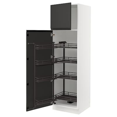 Pantry White, Sektion Kitchen, Pull Out Pantry, High Cabinet, Kitchen System, Plastic Foil, Plastic Edging, Integrated Handles, Pantry Cabinet