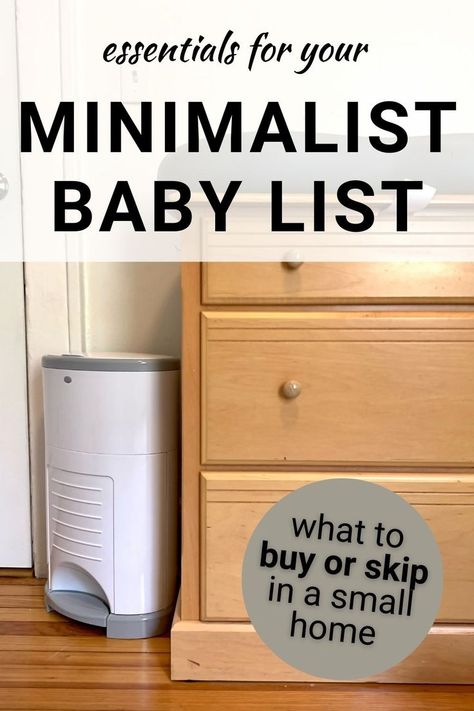 Minimalist baby list Newborn Furniture Essentials, Simple Nursery Layout, Newborn Minimalist Essentials, Small Minimalist Nursery, Minimal Newborn Essentials, Gender Neutral Nursery Small Space, Minimalistic Nursery Ideas, Small Nursery Inspiration, Baby Nursery Essentials