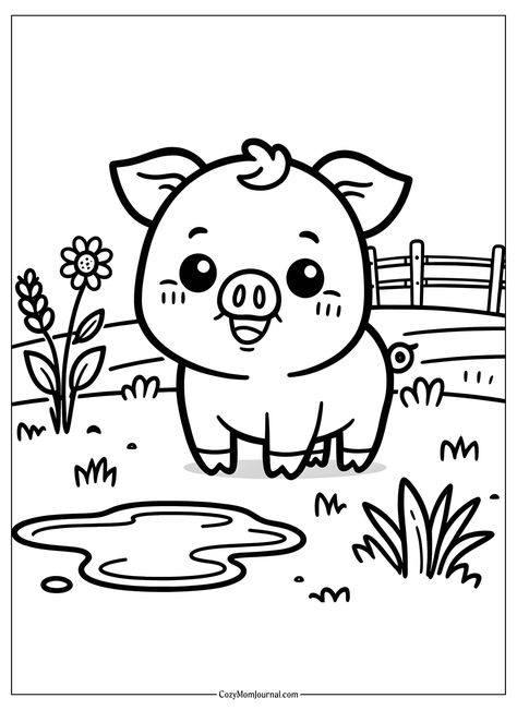 Coloring Pages with Farm Animals - Free Printables Farm Colouring Pages, Pig Coloring Pages Free Printable, Farm Animals Printables, Easy Colouring Pages, Coloring Pages Farm, Farm Drawing, Free Animal Coloring Pages, Chicken Coloring Pages, Peacock Coloring Pages