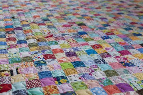 Postage stamp quilted Patchwork, Postage Stamp Quilts Ideas, 16 Patch Quilt, Stamp Quilt, Granny Square Quilt, Charm Square Quilt, Patchwork Ideas, Postage Stamp Quilt, Fun Fabrics