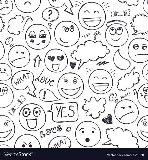 Faces seamless pattern emotions doodle Royalty Free Vector Doodle Emotions Faces, Doodle Art Emotion, Emotions Doodle, Doodle Emotions, Drawing Emotions, Language Journal, Doodle Art Journals, Hall Bathroom, Different Emotions