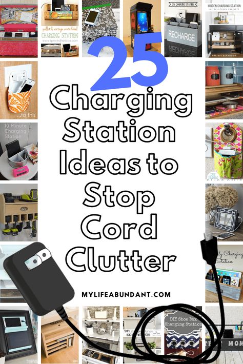 Device Storage Charging Stations, Hidden Charger Station, Charging Center Ideas, Change Holder Ideas, Technology Station Home, Organized Charging Station Diy, Small Charging Station Ideas, Device Storage Ideas, Office Cord Organization