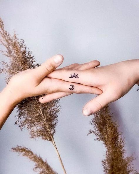 79 Hearty Matching Best Friend Tattoos with Meanings Unique Bestie Tattoos Matching, Bff Finger Tattoos Best Friends, Finger Tattoos Friends, Finger Friendship Tattoos, Sun And Moon Finger Tattoo Matching, Finger Tattoo Best Friend, Moon And Sun Finger Tattoo, Matching Finger Tattoos Sisters, Sibling Finger Tattoos