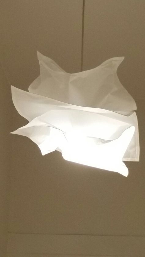 Ikea Krusning hack. $9.99 light shade. Reduced the number of sheets from 7 to 4. Ikea Krusning, Krusning Ikea Hack, Krusning Ikea, Diy Paper Pendant Light, Ikea Paper Lamp Hack, Rice Paper Light Shade, Crepe Paper Flower Pendant Light Diy, Paper Light Shades Ikea Uk, Studio Interior