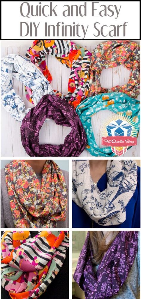 BLOG REMIX - DIY Infinity Scarf - The Jolly Jabber Quilting Blog Diy Dye Clothes, Diy Infinity Scarf, Sewing Scarves, Infinity Scarfs, Diy Fashion Scarf, Infinity Scarf Pattern, Sewing To Sell, Fabric Scarf, Diy Fashion Accessories