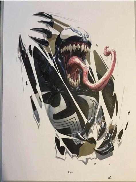 Venom by Clayton Crane Venom Tattoo, Venom Art, Venom Comics, Marvel Tattoos, Creation Art, Marvel Venom, Marvel Wallpaper, Spiderman Art, Superhero Art