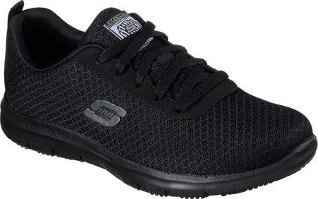 Women's Skechers Work Relaxed Fit Ghenter Bronaugh SR Sneaker - Black with FREE Shipping & Exchanges. Sporty style meets surefooted comfort in the SKECHERS Work Relaxed Comfortable Work Shoes, Skechers Memory Foam, Work Sneakers, Skechers Sneakers, Fabric Shoes, Walking Shoes Women, Everyday Shoes, Skechers Women, Comfortable Sneakers