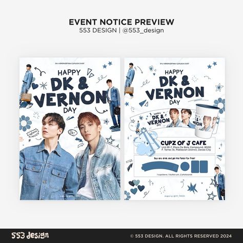 event notice design #553_design_portfolio ★ commissions: open! dm me on ig & twitter: 553_design #디자인커미션 #designcommission #design #kpopcommission #graphicdesign #graphicdesignerph #kpopmerch #kpopevent #fansupport #cupsleeveevent #kpopcupsleeve #cupsleeve #seventeen #svt #dk #vernon Cupsleeve Design, Kpop Event Poster Design, Cupsleeve Event Poster, Cupsleeve Design Kpop, Kpop Cupsleeve Event, Kpop Cupsleeve Event Poster, Cupsleeve Events, Notice Design, Kpop Graphic Design