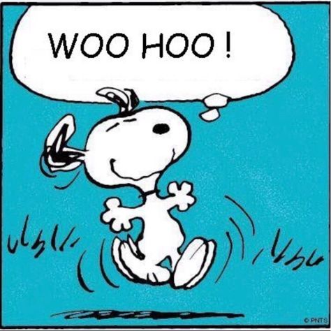 Woo hoo! 😆 Snoopy Dance, Peanuts By Schulz, Snoopy Comics, Snoopy Funny, Hello Friday, Snoopy Images, Peanuts Cartoon, V Bts Wallpaper, Snoopy Quotes