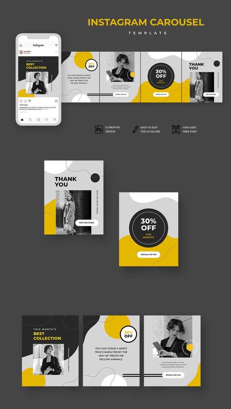 Carousel Instagram Design PSD Instagram Post Template Design, Post Template Design, It Tech, Instagram Carousel, Instagram Template Design, Tech Company, Instagram Design, Instagram Post Template, Color Free