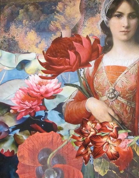 La Principessa by KanchanMahon on DeviantArt Nature Paper, Rhapsody In Blue, Fantasy Cross Stitch, Neo Classical, Woman Painting, Paper Collage, Mixed Media Collage, Digital Collage, Altered Art