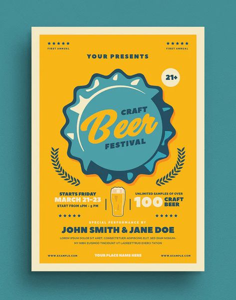 Craft Beer Festival Event Flyer Template AI, PSD Beer Flyer, Flyers Ideas, Beer Festival Poster, Craft Beer Festival, Flyers Template, Poster Sport, Corporate Event Design, Festival Flyer, Beer Fest