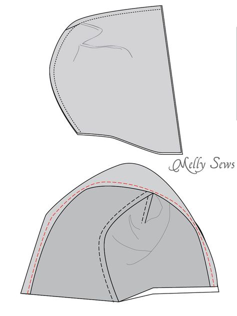 Step 2 - Zippy Jacket Pattern by Blank Slate Patterns - How to add a hood to a shirt or sweatshirt - with FREE pattern - Melly Sews Molde, Pattern Drafting, Tela, Couture, Hood Pattern Sewing, Hoodie Sewing Pattern, Melly Sews, Hood Pattern, Pattern Draping