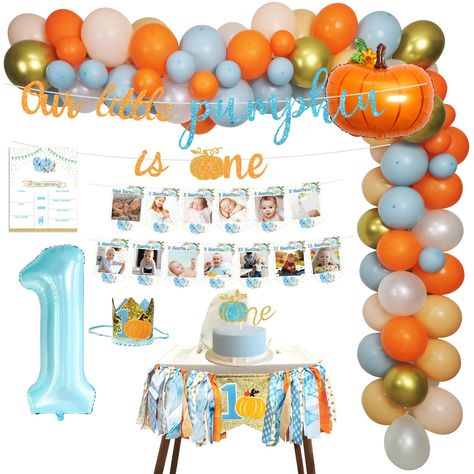 PRICES MAY VARY. Pumpkin First Birthday Party Decorations Includes - 90pcs fall themed balloons, 1pc pumpkin foil balloons, 1pc balloons knot tool, 1pc 5m balloon chain, 1 roll glue dot. our little pumpkin is one banner, pumpkin first birthday high chair banner, pumpkin first birthday crown, pumpkin first birthday milestone poster, pumpkin first birthday photo banner, number 1 foil balloon. Perfect For Fall Themed Party - Suit for fall theme 1st birthday party, pumpkin 1st birthday party, rustic Fall Theme 1st Birthday, Fall 1st Birthday Party, Thanksgiving 1st Birthday, Pumpkin Patch Birthday Party, Fall First Birthday, Pumpkin Patch Birthday, Fall 1st Birthdays, Pumpkin 1st Birthday, Birthday Pumpkin