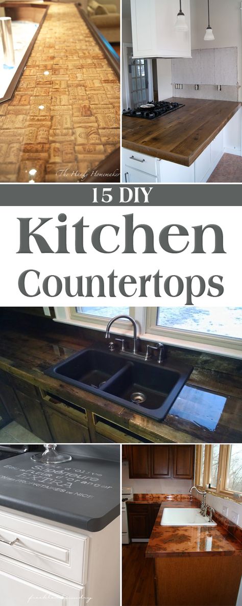 Here’s a list of 15 different budget friendly ways to update your countertops! Kitchen Countertop Options, Diy Kitchen Countertops, Budget Kitchen Remodel, Countertop Options, Kitchen Countertop Materials, Diy Countertops, Kitchen Decorating, Concrete Countertops, Kitchen On A Budget