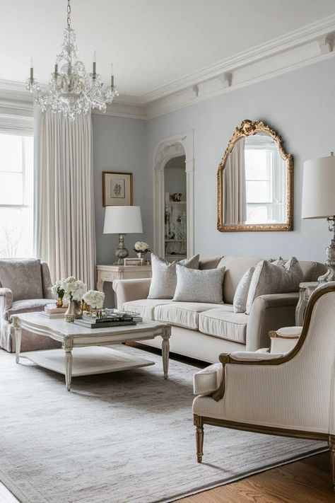 "Add a touch of French elegance to your living room with French Country Decor! 🛋️🌾 A great way to create a welcoming and sophisticated environment. 🌿✨ #FrenchCountryLiving #HomeStyle #LivingRoomInspiration" French Transitional Living Room, Traditional French Living Room, Provance Houses Interior, Modern French Provincial Living Room, French Country Modern Living Room, Classic French Interior Design, French Provincial Decor Living Room, French Modern Home Interiors, Modern French Living Room