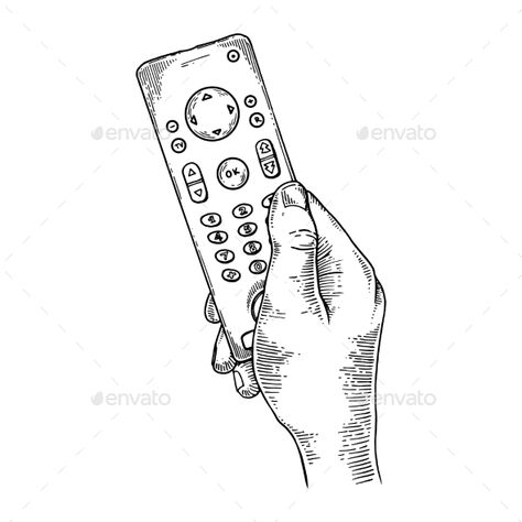 TV Remote Control Engraving Vector Tv Remote Drawing, Tv Vector, Illustration Objects, Sick Drawings, Human Illustration, Flower Reference, Inktober 2024, White Cartoon, Cartoon Clip