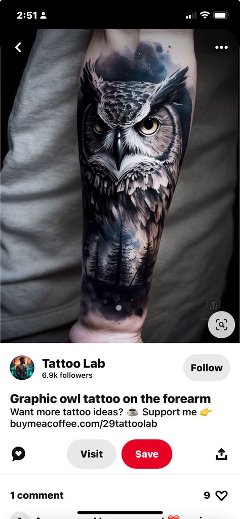 Owl Tatoos, Tommy Tattoo, Eagle Tattoo Arm, Mens Owl Tattoo, Owl Tattoo Sleeve, Bali Tattoo, Cute Owl Tattoo, Tattoos Inspiration, Galaxy Tattoo