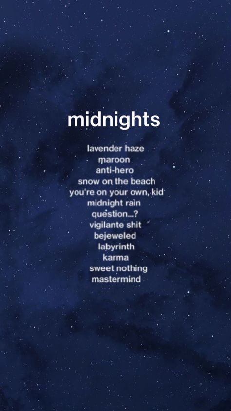 Midnights Taylor Swift Lockscreen, Midnight Tracklist, Midnights Tracklist, Midnight Lyrics, Lyric Lockscreen, Midnights Lyrics, Midnights Wallpaper, Midnights Taylor, Midnights Era