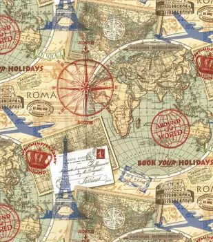 Cotton Fabric and more | JOANN World Map Fabric, World Globe Map, Map Fabric, The World Map, Antique World Map, Map Pattern, Travel Stamp, Fabric Postcards, World Globes