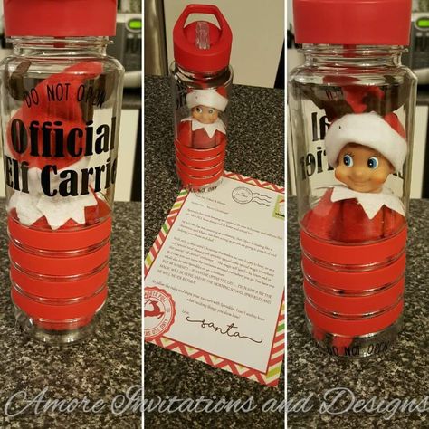 Elf Carrier Ideas, Elf On The Shelf Carrier Ideas, Diy Elf Carrier, Diy Elf On The Shelf Carrier, Elf On The Shelf Carrier, Elf Transport Jar, Elf Carrier, Elf 2023, Elf Stuff