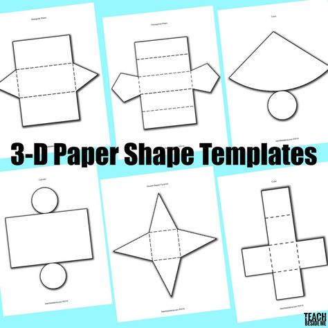 3d shape templates printable Shapes Template, 3d Shapes Activities, Cardboard Template, 3d Shapes Worksheets, Shapes Worksheet Kindergarten, 3d Templates, 3d Geometric Shapes, Shapes Kindergarten, Paper Shape