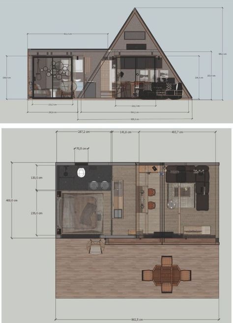 Container House Ideas, Triangle House, Shipping Container Home, A Frame House Plans, Architecture Model House, House Construction Plan, Minimal House Design, House Layout, Shipping Container House