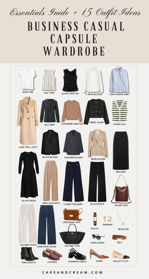 Capsule Corporate Wardrobe, Corporate Capsule Wardrobe Work Wear, Classic Outfits For Women Hijab, Office Clothes Women Business Chic, How To Put An Outfit Together, Capsule Office Wardrobe, Formal Office Wear For Women, Corporate Office Outfits Women, Business Trip Outfits For Women