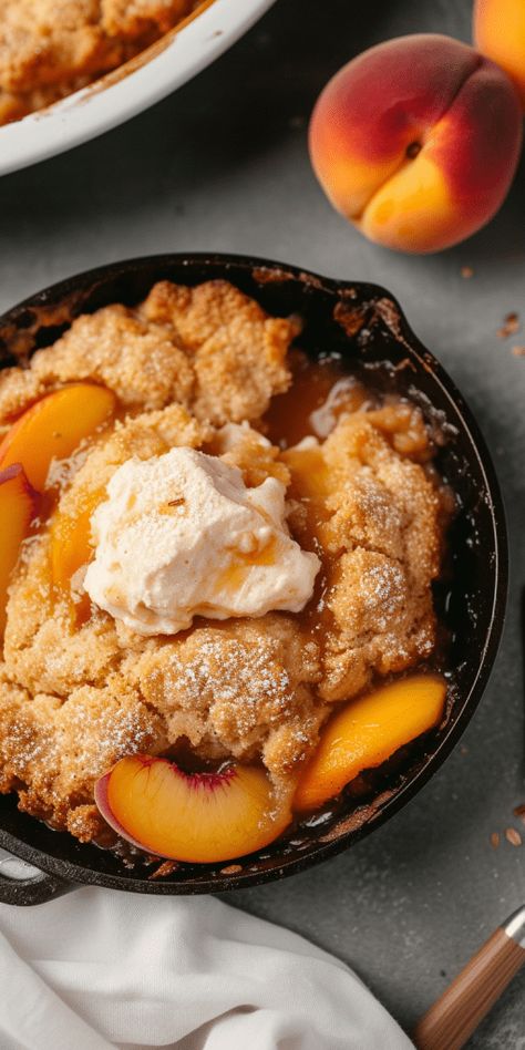 Peach Cobbler [60 Minutes] - Chasety Peach Cobbler Aesthetic, Cobbler Topping, Buttery Biscuits, Peach Cobbler Recipe, Canned Peaches, Southern Comfort, Sweet Peach, Fall Treats, Plated Desserts