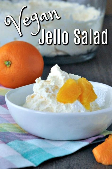 Vegan Jello Salad @spabettie #vegan #glutenfree #jello Dairy Free Jello Salad, Vegan Jello, Easy Vegetarian Dinner Recipes, Salad Orange, Orange Jello Salads, Lime Jello Salads, Vegan Crab, Vegan Pudding, Vegan Potato Salads