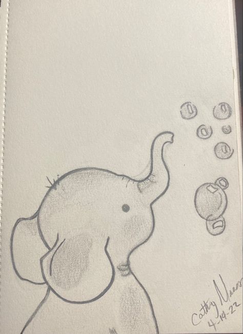 Elephant blowing bubbles Elephant Chalk Drawing, Elephant Doodle Art, Small Cute Animal Drawings, Easy To Draw Elephant, Drawing An Elephant, Easy Drawings Elephant, Elephant Painting Simple, Elephant Drawings Easy, Cute Things To Draw Easy Simple Animals