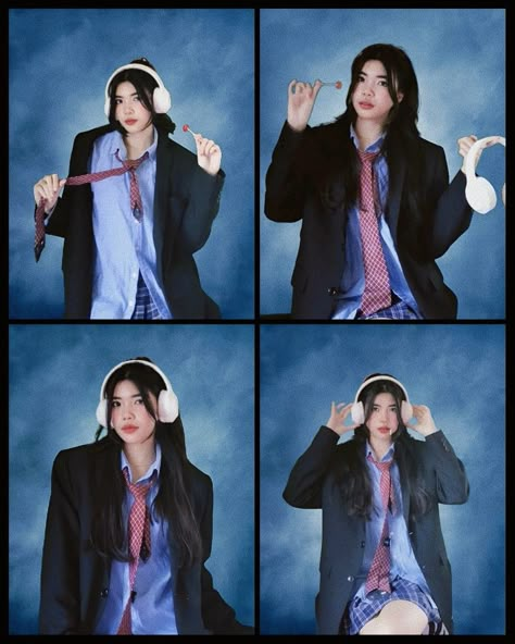 Old School Yearbook Photoshoot, Highschool In Jakarta Yearbook, Old Yearbook Photos, 90s School Pictures, Yearbook Theme Photoshoot, High School Photoshoot Ideas, Book Year School Photoshoot, Pose Foto Yearbook, Yearbook Colophon