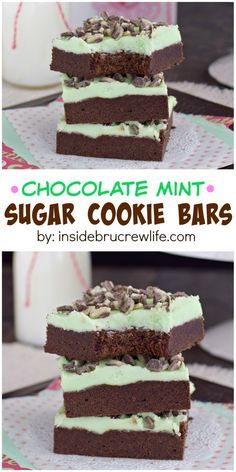 Mint Sugar Cookies, Sugar Cookie Bar, Mint Slice, Chocolate Cookie Bars, Mint Frosting, Mint Desserts, Mint Sugar, Future Chef, Healthy Cookie