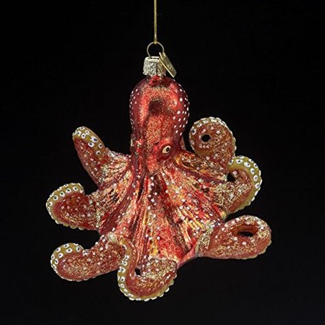 Noble Gems Red Octopus Sea Life Glass Christmas Tree Ornament Decoration New >>> Be sure to check out this awesome product. Beach Keepsakes, Glass Octopus, Red Octopus, Glass Christmas Tree Ornaments, Kurt Adler, Old World Christmas, Glitter Glass, Glass Christmas Tree, Beach Themed