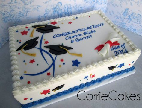 graduation cake Sheet Cake Graduation Cakes, Graduation Sheet Cake Ideas High School, Graduation Cake Designs High Schools, Graduation Sheet Cake Ideas, Graduation Sheet Cakes, High School Graduation Cakes, College Graduation Cakes, Grad Cakes, Pastel Rectangular