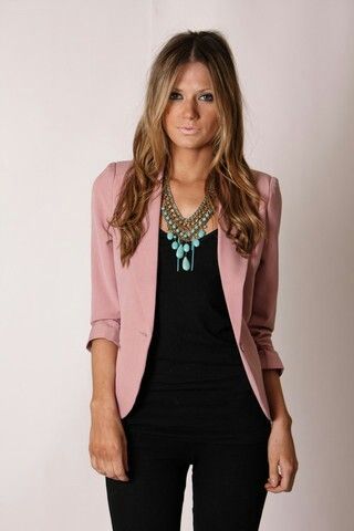 Black Rose Turquoise Outfit Blazer Outfit, Top Outfit, Pink Blazer, Clothes Sale, Womens Clothes, Pink Jacket, Casual Work Outfits, Work Style, Looks Chic