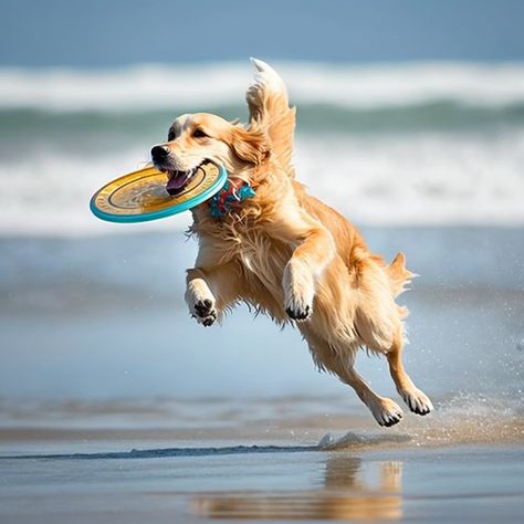 Golden Retriever Jumping, Wellness Campaign, Animals Reference, Dog Frisbee, Money Can't Buy Happiness, Animal Studies, Dog Sports, Mood Vibes, Animal Study