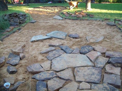 outdoor fun, concrete masonry, diy, outdoor living, patio                                                                                                                                                                                 More Mixed Stone Patio, Patio Flagstone Ideas, Marble Pathway, Diy Flagstone Pavers, Small Side Patio, Slate Stone Patio, Slate Patio Ideas, Stone Patio Diy, Flagstone Installation