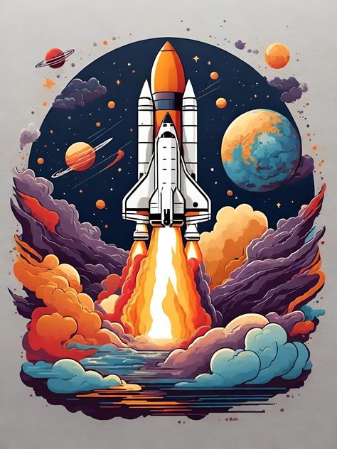 Tshirt Design Streetwear, Rocket Drawing, Spaceship Drawing, Graffiti Ideas, Astronaut Drawing, Art Competition Ideas, Rocket Art, Educational Theories, Astronaut Illustration