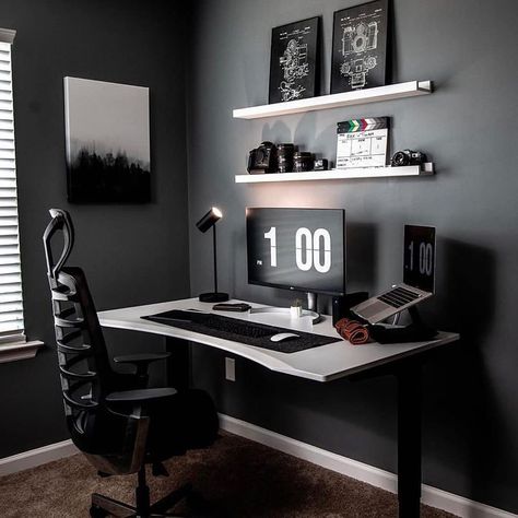 In recent years, black has made a comeback as a bold and stylish color for interior design. From sleek and modern kitchens to cozy and inviting living... Lowkey Lifestyle, Bedroom Gamer, Create A Home Office, Computer Tables, Desk Idea, Minimal Desk, Future Office, Classy Living Room, Desk Setups